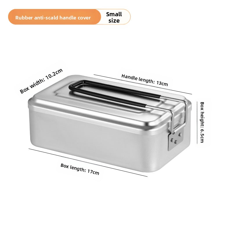 Outdoor Lunch Box Japanese Style Aluminum Outdoor Portable Folding Anti-Scald Handle Camping Picnic Car Heating Lunch Box