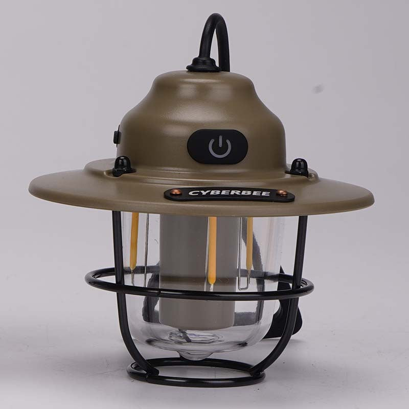 Cyberbee Retro Camping Lantern Type-C Rechargeable Handheld Lantern Stepless Dimming Outdoor Hanging Lantern Emergency