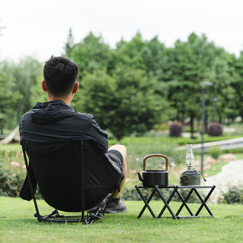 Outdoor Foldable Moon Chair Camping Picnic Backrest Chair Self-Driving BBQ Portable Chair High-Low Dual-Use Leisure Chair