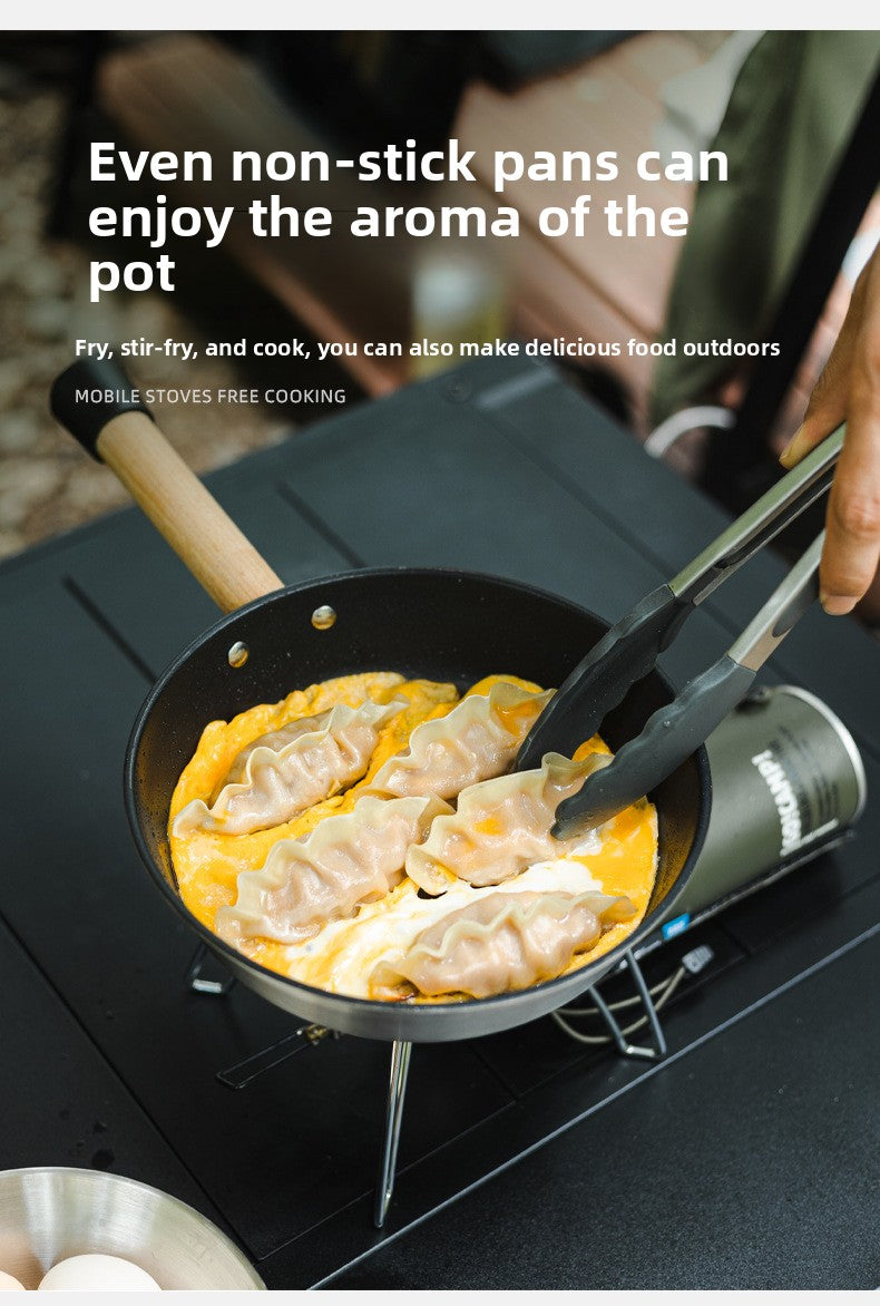 Outdoor 304 Stainless Steel Frying Pan Portable Detachable Handle Flat Pan Camping Picnic Small Cookware Non-stick Pan