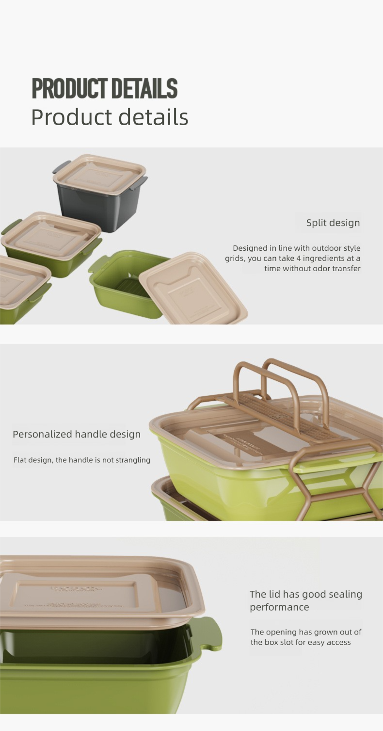 Outdoor Portable Picnic Box Foldable Student Multifunctional Lunch Box Portable Outdoor Food Grade Fresh-Keeping Fruit Box
