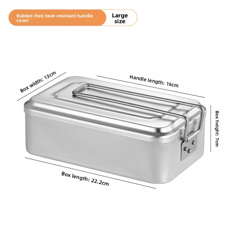 Outdoor Lunch Box Japanese Style Aluminum Outdoor Portable Folding Anti-Scald Handle Camping Picnic Car Heating Lunch Box
