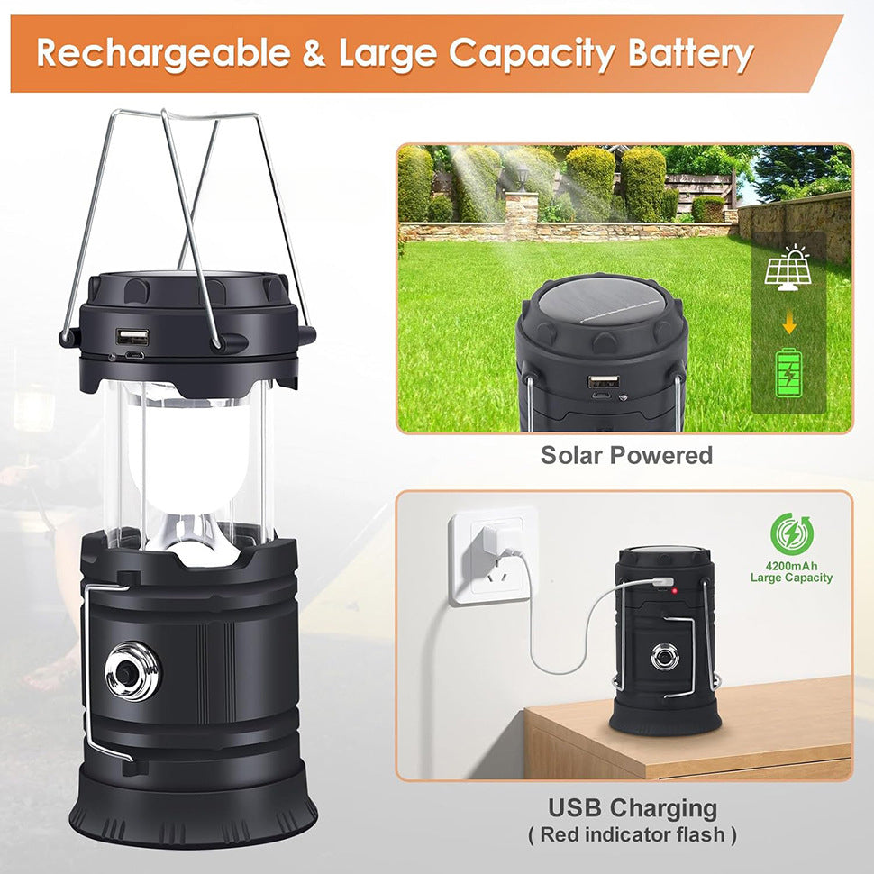 Outdoor New Barn Lantern 5800 Camping Lamp Solar Charging Led Camping Tent Multi-Function Portable Stretching Light