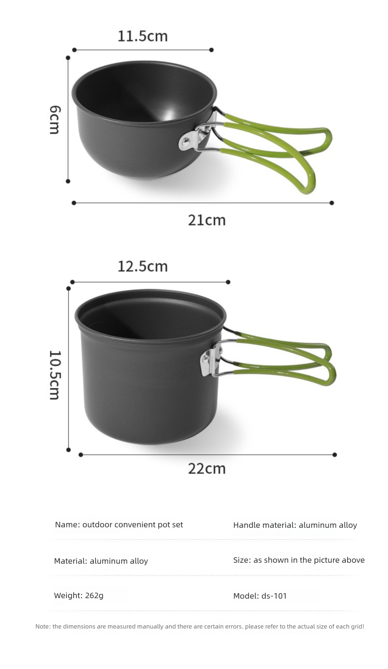 Outdoor Foldable Single 101 Pot Set Non-Stick Pan Portable Camping Picnic Stove Suit Ultra-Light Camping Cookware