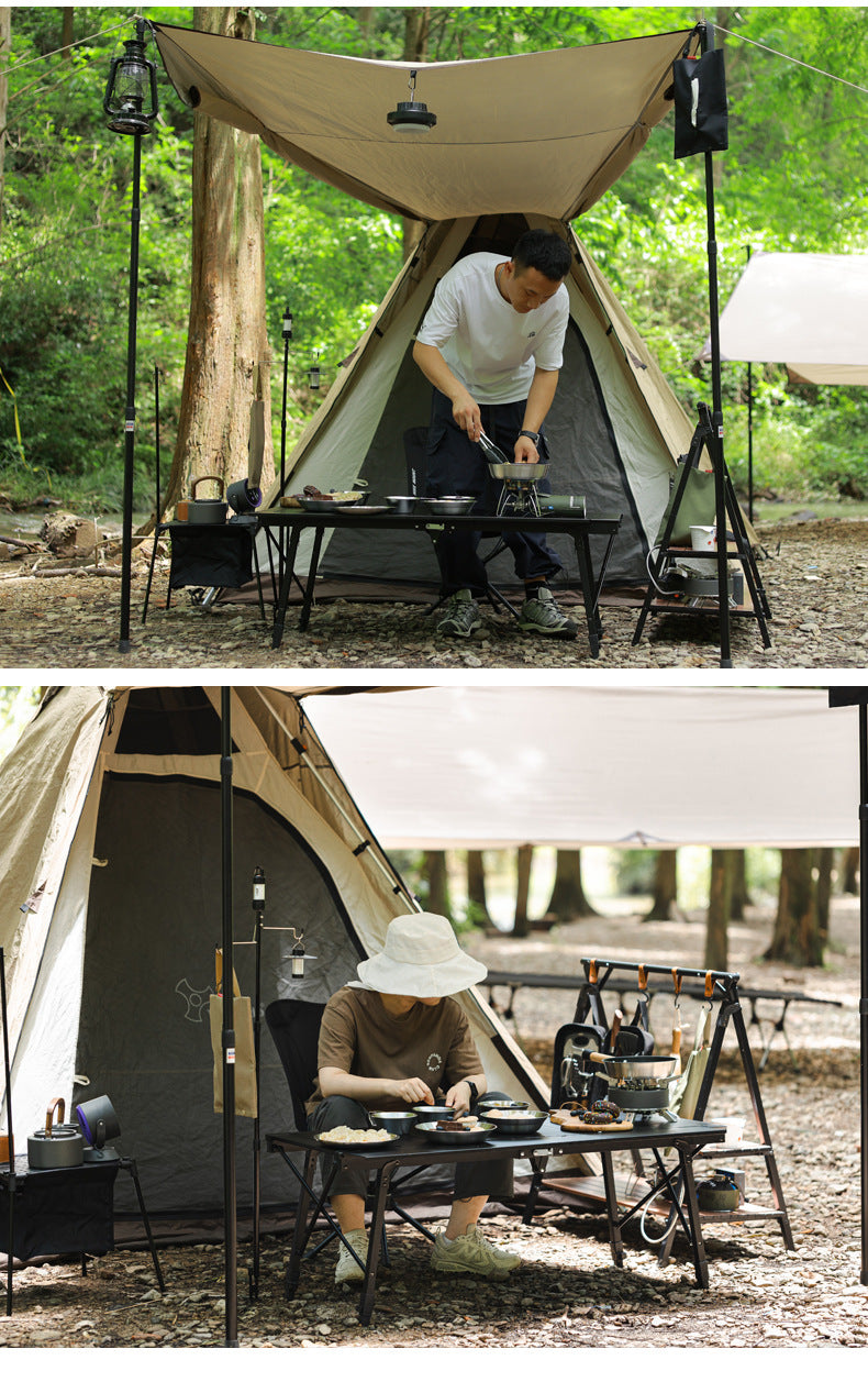 Outdoor 304 Stainless Steel Frying Pan Portable Detachable Handle Flat Pan Camping Picnic Small Cookware Non-stick Pan