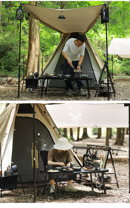 Outdoor 304 Stainless Steel Frying Pan Portable Detachable Handle Flat Pan Camping Picnic Small Cookware Non-stick Pan