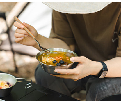 Outdoor 304 Stainless Steel Dinner Plate Set Portable Dinner Bowl Plate Six-piece Set Camping Picnic Fruit Plate Barbecue Plate