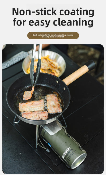 Outdoor 304 Stainless Steel Frying Pan Portable Detachable Handle Flat Pan Camping Picnic Small Cookware Non-stick Pan