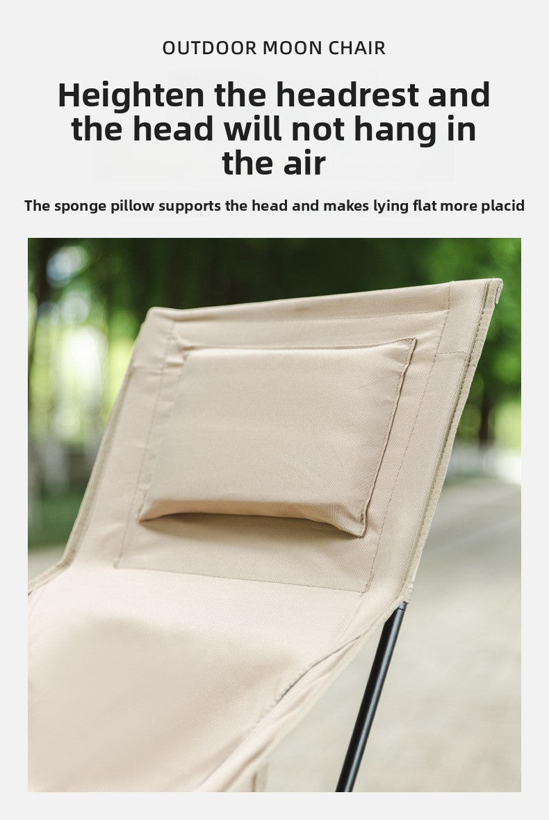 Outdoor Foldable Moon Chair Camping Picnic Backrest Chair Self-Driving BBQ Portable Chair High-Low Dual-Use Leisure Chair
