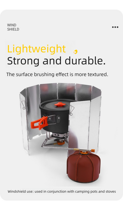 Outdoor Camping Stove Windshield Camping Gas Stove Cassette Stove Windshield Ultra-Light Portable Foldable 10 Pieces