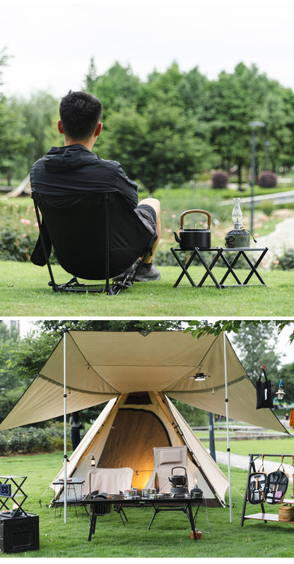 Outdoor Foldable Moon Chair Camping Picnic Backrest Chair Self-Driving BBQ Portable Chair High-Low Dual-Use Leisure Chair