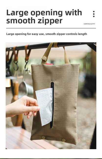 Outdoor Camping BBQ Tissue Storage Bag Portable Tissue Storage Box Car Home Hanging Portable Tissue Bag