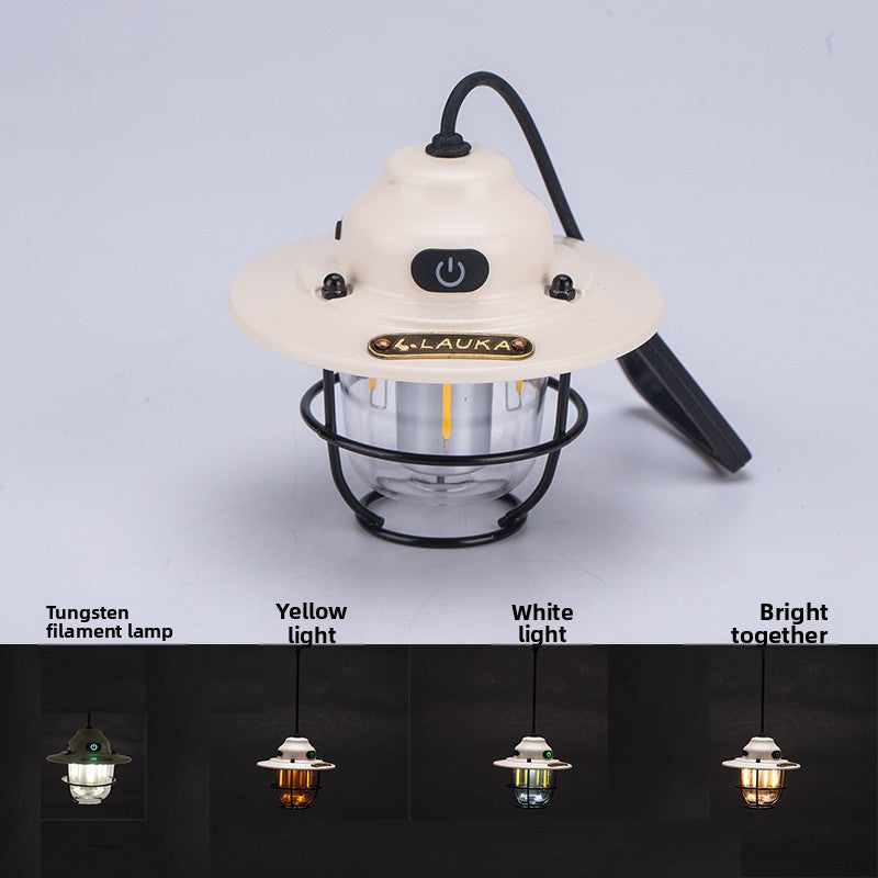 Cyberbee Retro Camping Lantern Type-C Rechargeable Handheld Lantern Stepless Dimming Outdoor Hanging Lantern Emergency