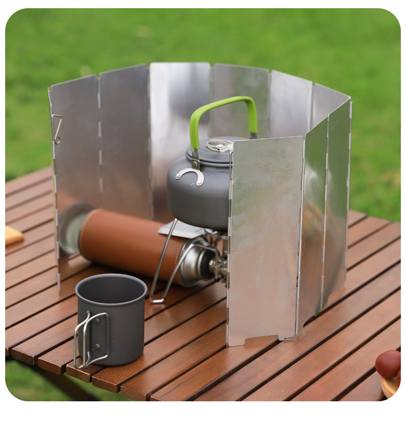 Outdoor Camping Stove Windshield Camping Gas Stove Cassette Stove Windshield Ultra-Light Portable Foldable 10 Pieces