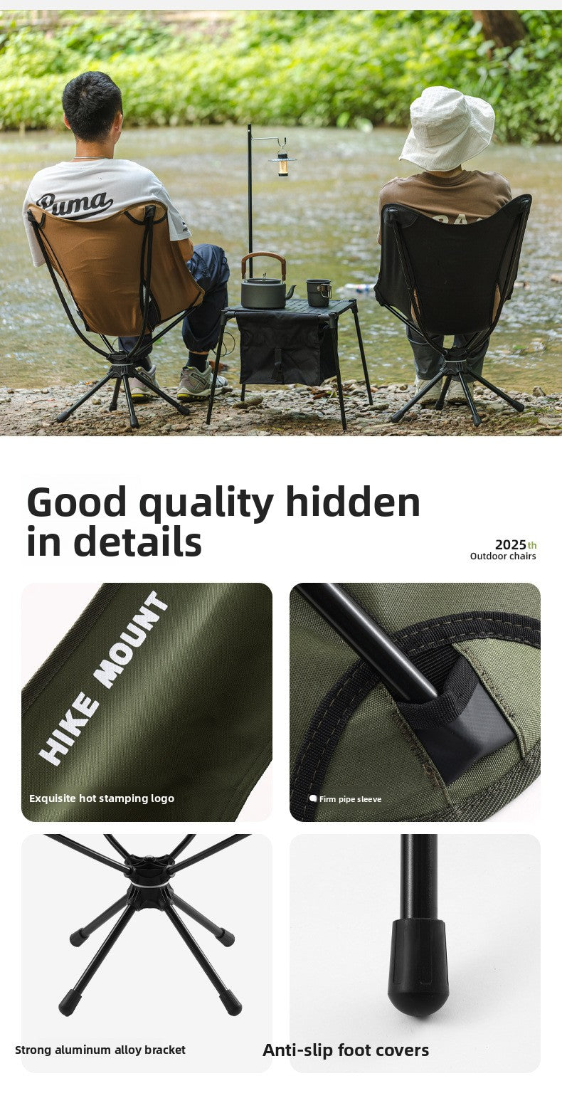 Outdoor 360 ° Rotating Moon Chair Portable Aluminum Alloy Fishing Chair Camping Picnic Folding Leisure Chair Lightweight