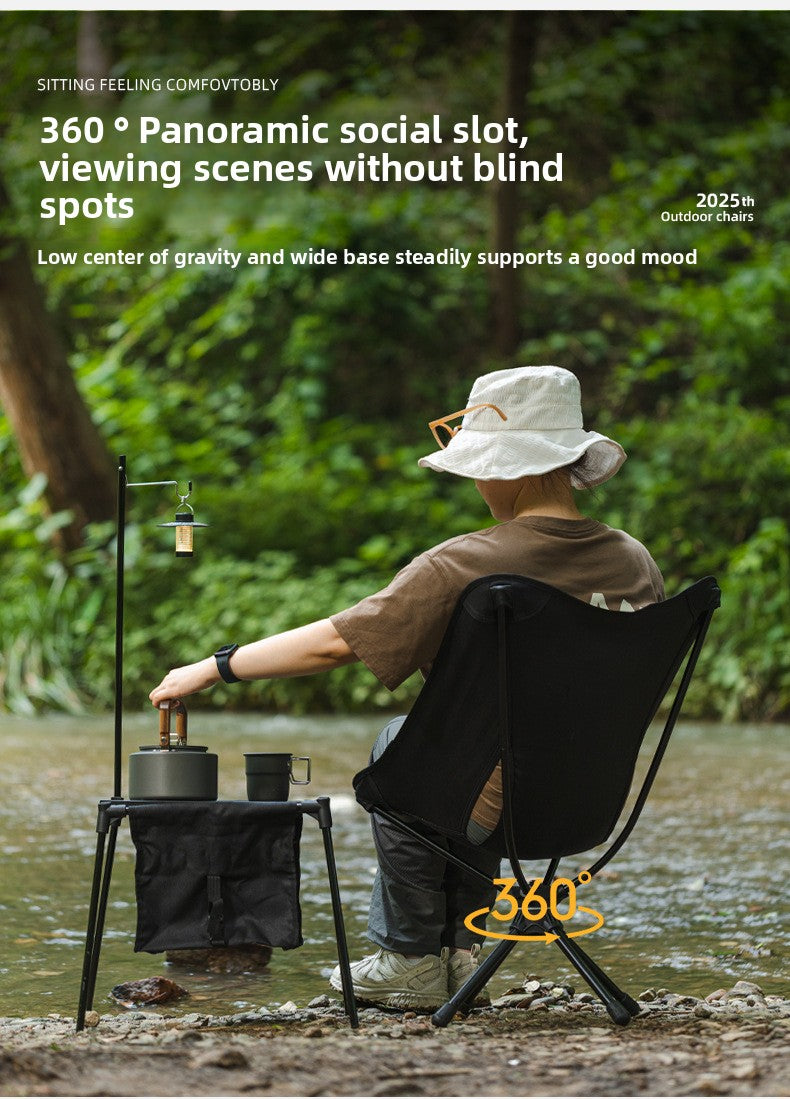 Outdoor 360 ° Rotating Moon Chair Portable Aluminum Alloy Fishing Chair Camping Picnic Folding Leisure Chair Lightweight