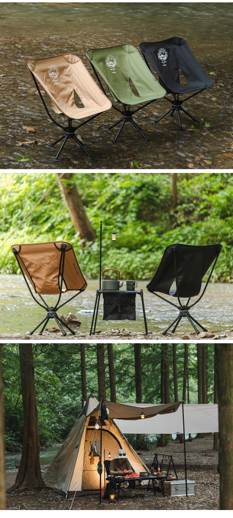 Outdoor 360 ° Rotating Moon Chair Portable Aluminum Alloy Fishing Chair Camping Picnic Folding Leisure Chair Lightweight