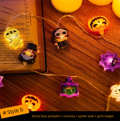 Halloween String Lights Scene Setup LED Pumpkin String Lights Outdoor Festival Decoration LED Halloween String Lights