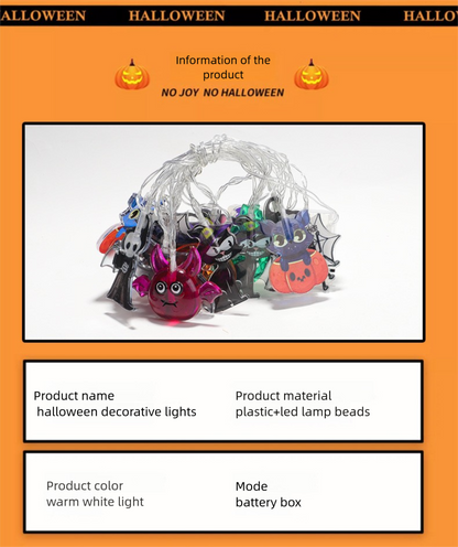 Halloween String Lights Scene Setup LED Pumpkin String Lights Outdoor Festival Decoration LED Halloween String Lights