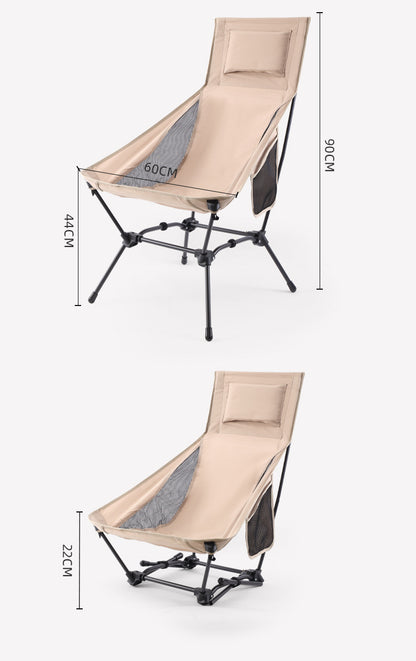 Outdoor Foldable Moon Chair Camping Picnic Backrest Chair Self-Driving BBQ Portable Chair High-Low Dual-Use Leisure Chair
