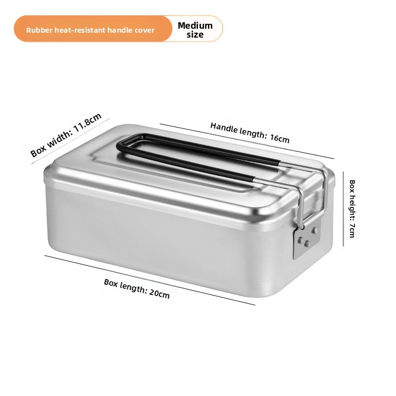 Outdoor Lunch Box Japanese Style Aluminum Outdoor Portable Folding Anti-Scald Handle Camping Picnic Car Heating Lunch Box