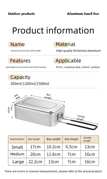 Outdoor Lunch Box Japanese Style Aluminum Outdoor Portable Folding Anti-Scald Handle Camping Picnic Car Heating Lunch Box