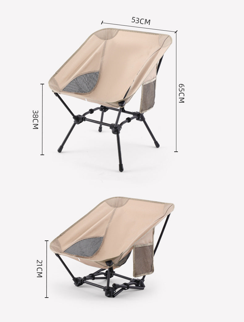 Outdoor Foldable Moon Chair Camping Picnic Backrest Chair Self-Driving BBQ Portable Chair High-Low Dual-Use Leisure Chair