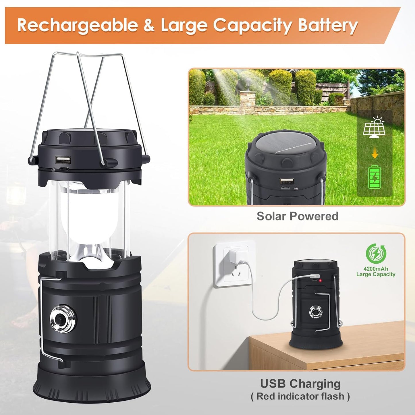 Outdoor New Barn Lantern 5800 Camping Lamp Solar Charging Led Camping Tent Multi-Function Portable Stretching Light