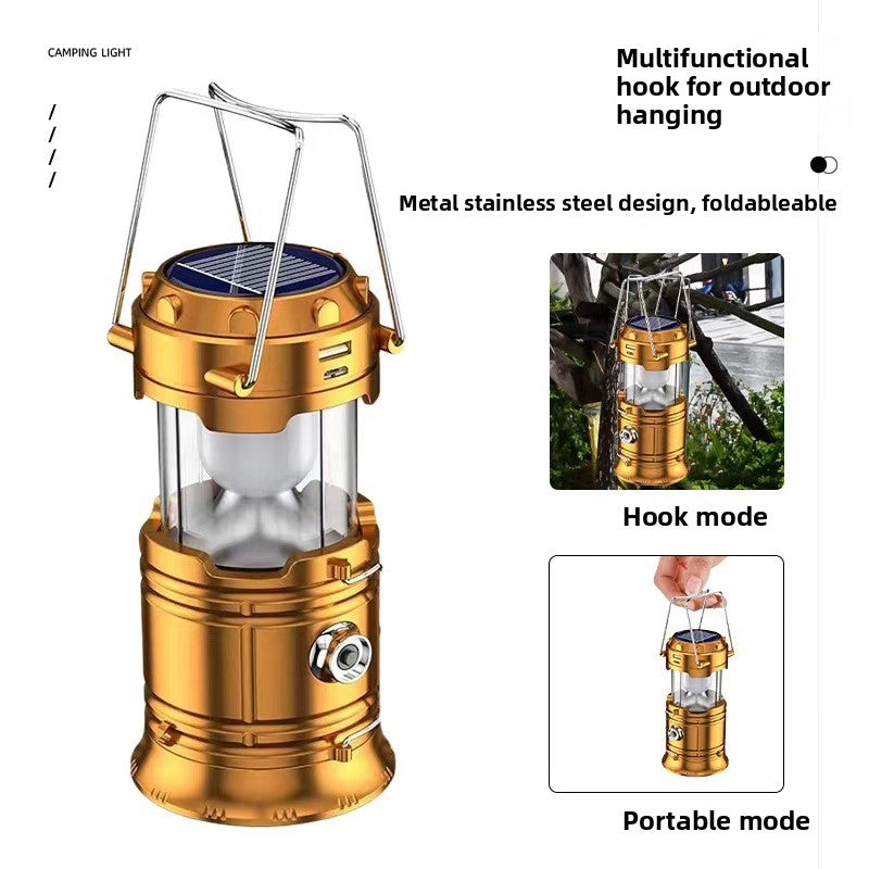 Outdoor New Barn Lantern 5800 Camping Lamp Solar Charging Led Camping Tent Multi-Function Portable Stretching Light