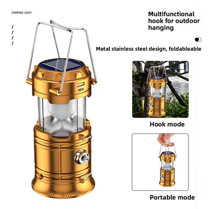 Outdoor New Barn Lantern 5800 Camping Lamp Solar Charging Led Camping Tent Multi-Function Portable Stretching Light