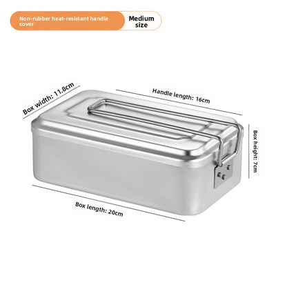 Outdoor Lunch Box Japanese Style Aluminum Outdoor Portable Folding Anti-Scald Handle Camping Picnic Car Heating Lunch Box