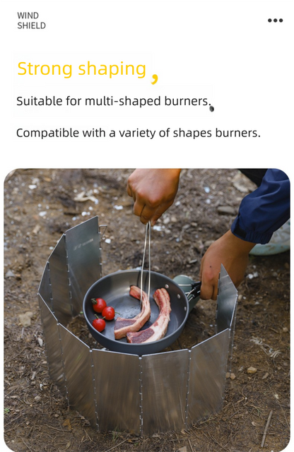 Outdoor Camping Stove Windshield Camping Gas Stove Cassette Stove Windshield Ultra-Light Portable Foldable 10 Pieces