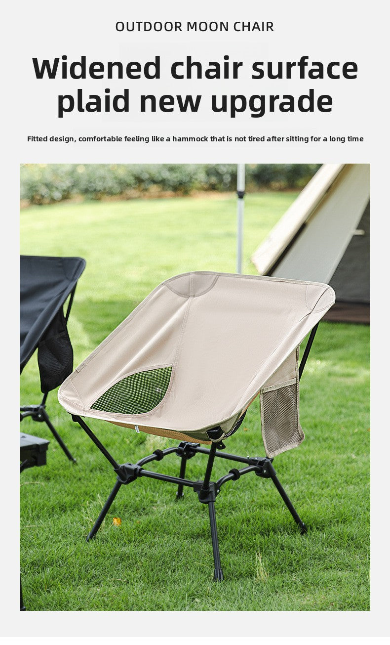 Outdoor Foldable Moon Chair Camping Picnic Backrest Chair Self-Driving BBQ Portable Chair High-Low Dual-Use Leisure Chair