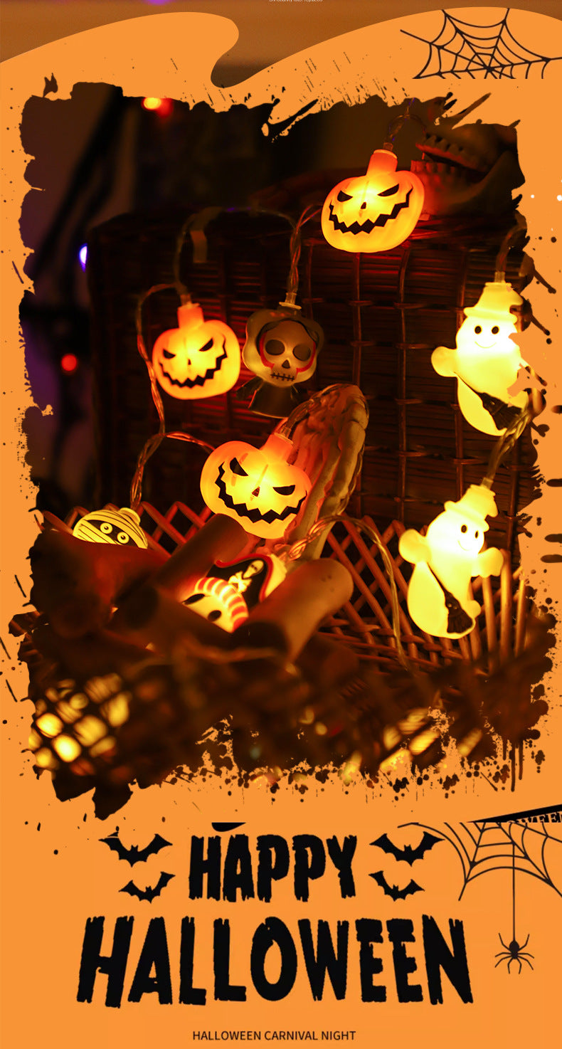 Halloween String Lights Scene Setup LED Pumpkin String Lights Outdoor Festival Decoration LED Halloween String Lights