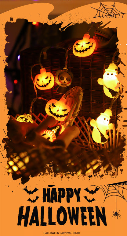 Halloween String Lights Scene Setup LED Pumpkin String Lights Outdoor Festival Decoration LED Halloween String Lights