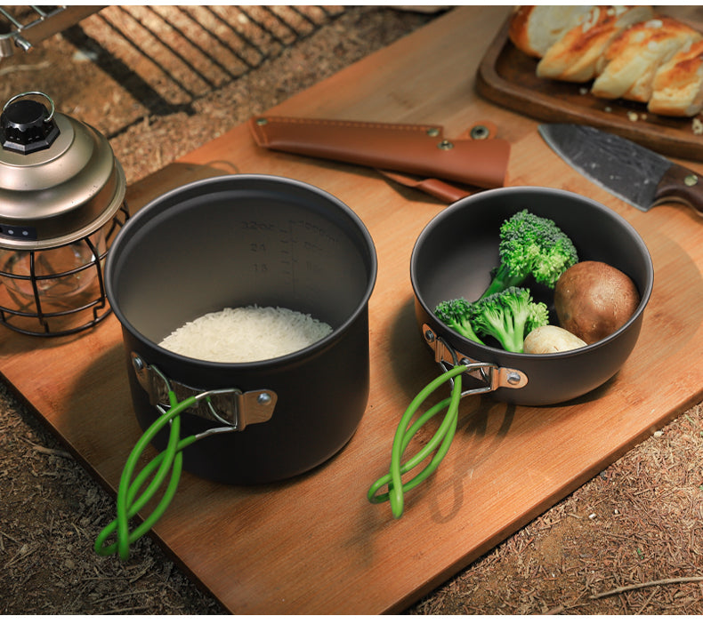 Outdoor Foldable Single 101 Pot Set Non-Stick Pan Portable Camping Picnic Stove Suit Ultra-Light Camping Cookware