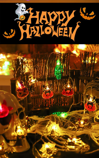 Halloween String Lights Scene Setup LED Pumpkin String Lights Outdoor Festival Decoration LED Halloween String Lights