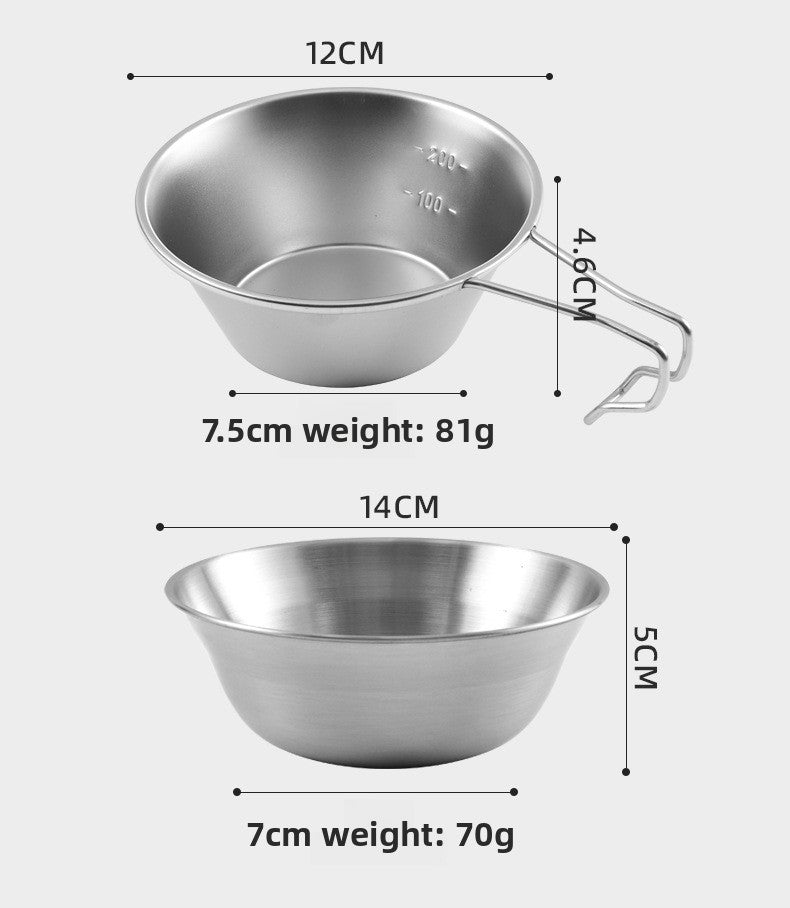 Outdoor 304 Stainless Steel Dinner Plate Set Portable Dinner Bowl Plate Six-piece Set Camping Picnic Fruit Plate Barbecue Plate