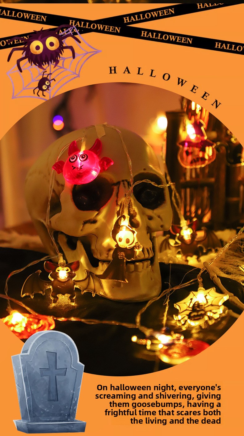 Halloween String Lights Scene Setup LED Pumpkin String Lights Outdoor Festival Decoration LED Halloween String Lights
