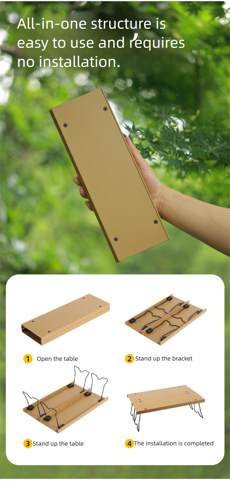 Outdoor Aluminum Alloy Foldable Quick-Open Table Portable Backpack Table Camping Picnic Table Lightweight Integrated Small Table