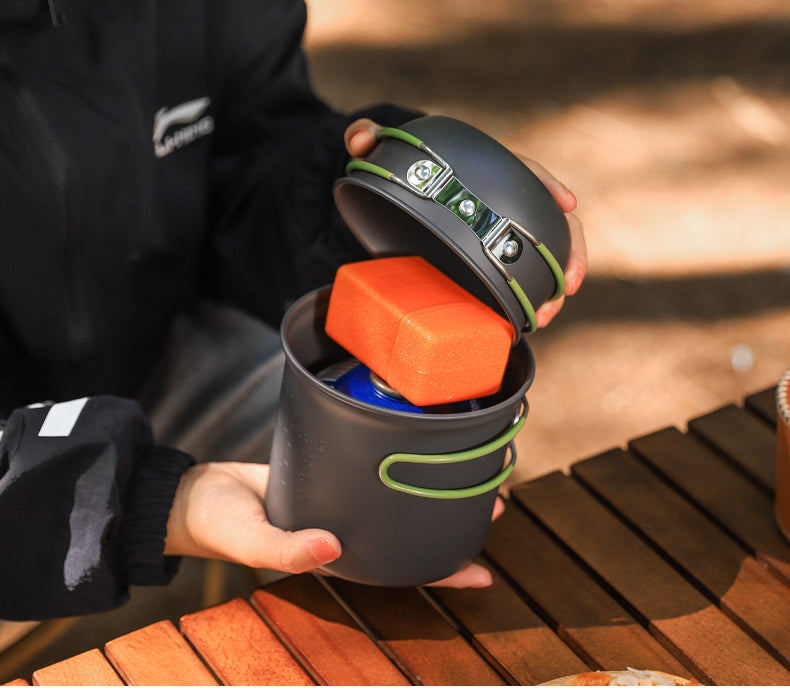 Outdoor Foldable Single 101 Pot Set Non-Stick Pan Portable Camping Picnic Stove Suit Ultra-Light Camping Cookware