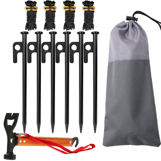 Outdoor Tent Canopy Ground Peg Set Aluminum Alloy Tent Peg Hammer Windproof Rope Camping Fixing Kit Amazon