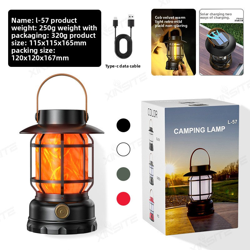 Outdoor New Barn Lantern 5800 Camping Lamp Solar Charging Led Camping Tent Multi-Function Portable Stretching Light