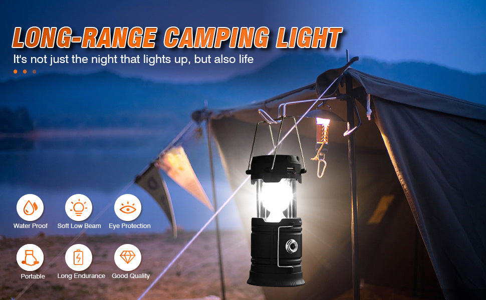 Outdoor New Barn Lantern 5800 Camping Lamp Solar Charging Led Camping Tent Multi-Function Portable Stretching Light