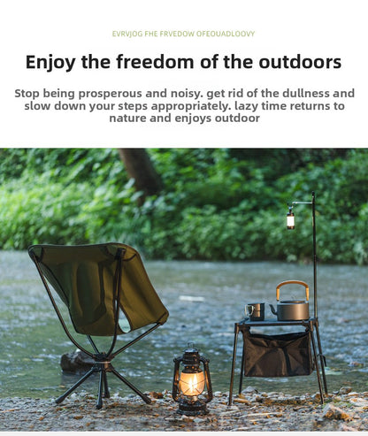 Outdoor 360 ° Rotating Moon Chair Portable Aluminum Alloy Fishing Chair Camping Picnic Folding Leisure Chair Lightweight