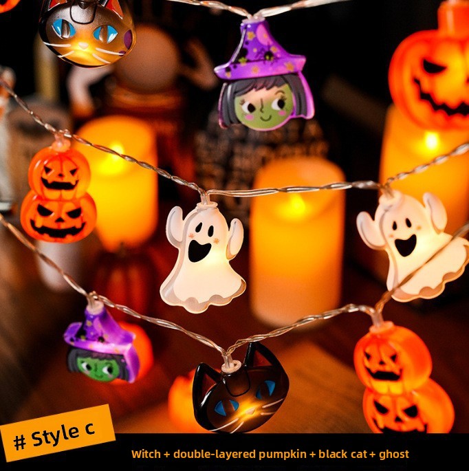 Halloween String Lights Scene Setup LED Pumpkin String Lights Outdoor Festival Decoration LED Halloween String Lights