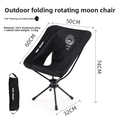 Outdoor 360 ° Rotating Moon Chair Portable Aluminum Alloy Fishing Chair Camping Picnic Folding Leisure Chair Lightweight