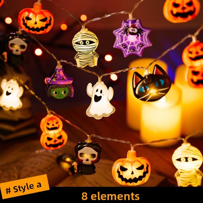Halloween String Lights Scene Setup LED Pumpkin String Lights Outdoor Festival Decoration LED Halloween String Lights