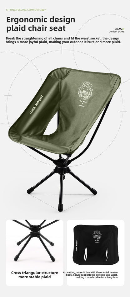 Outdoor 360 ° Rotating Moon Chair Portable Aluminum Alloy Fishing Chair Camping Picnic Folding Leisure Chair Lightweight