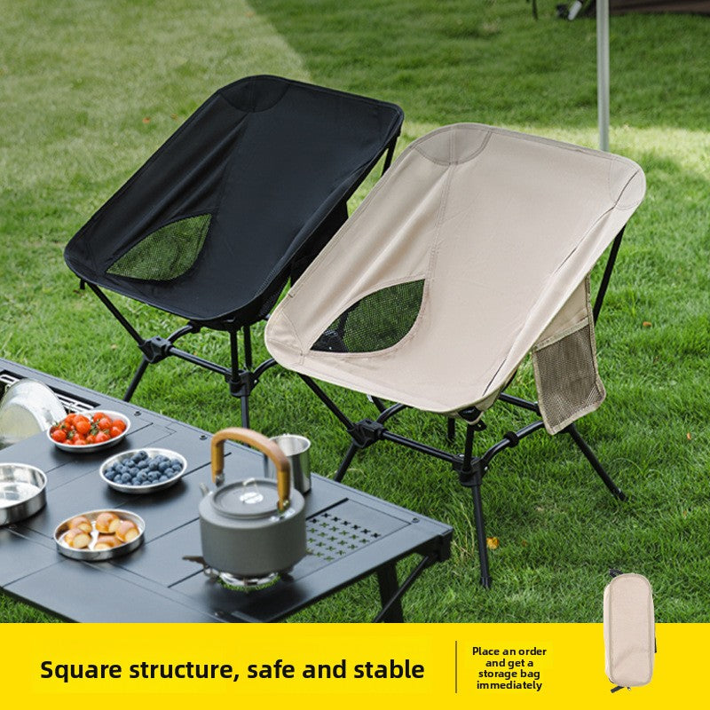 Outdoor Foldable Moon Chair Camping Picnic Backrest Chair Self-Driving BBQ Portable Chair High-Low Dual-Use Leisure Chair